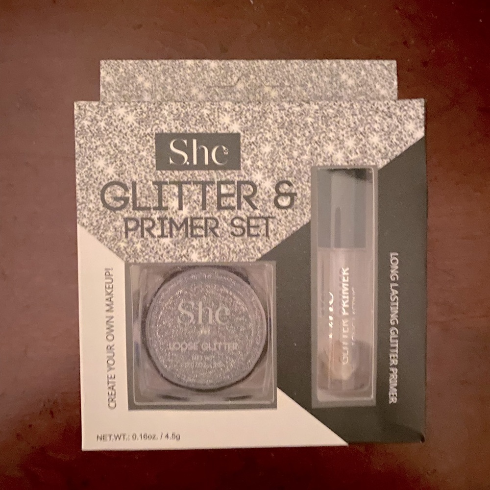 Silver Glitter & Primer Set - Loose Silver Glitter & Glitter Primer